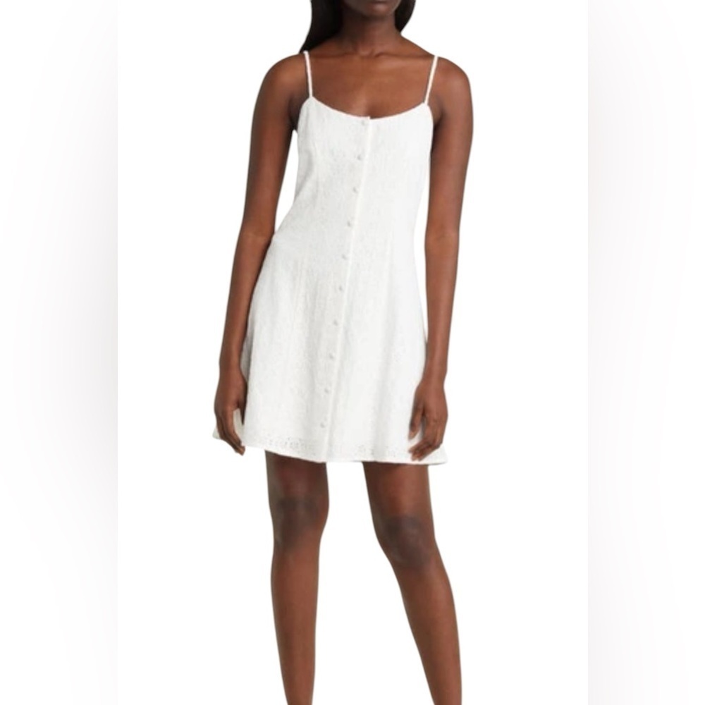 BP New NWT Eyelet White Button Front Mini Sundress Size Large